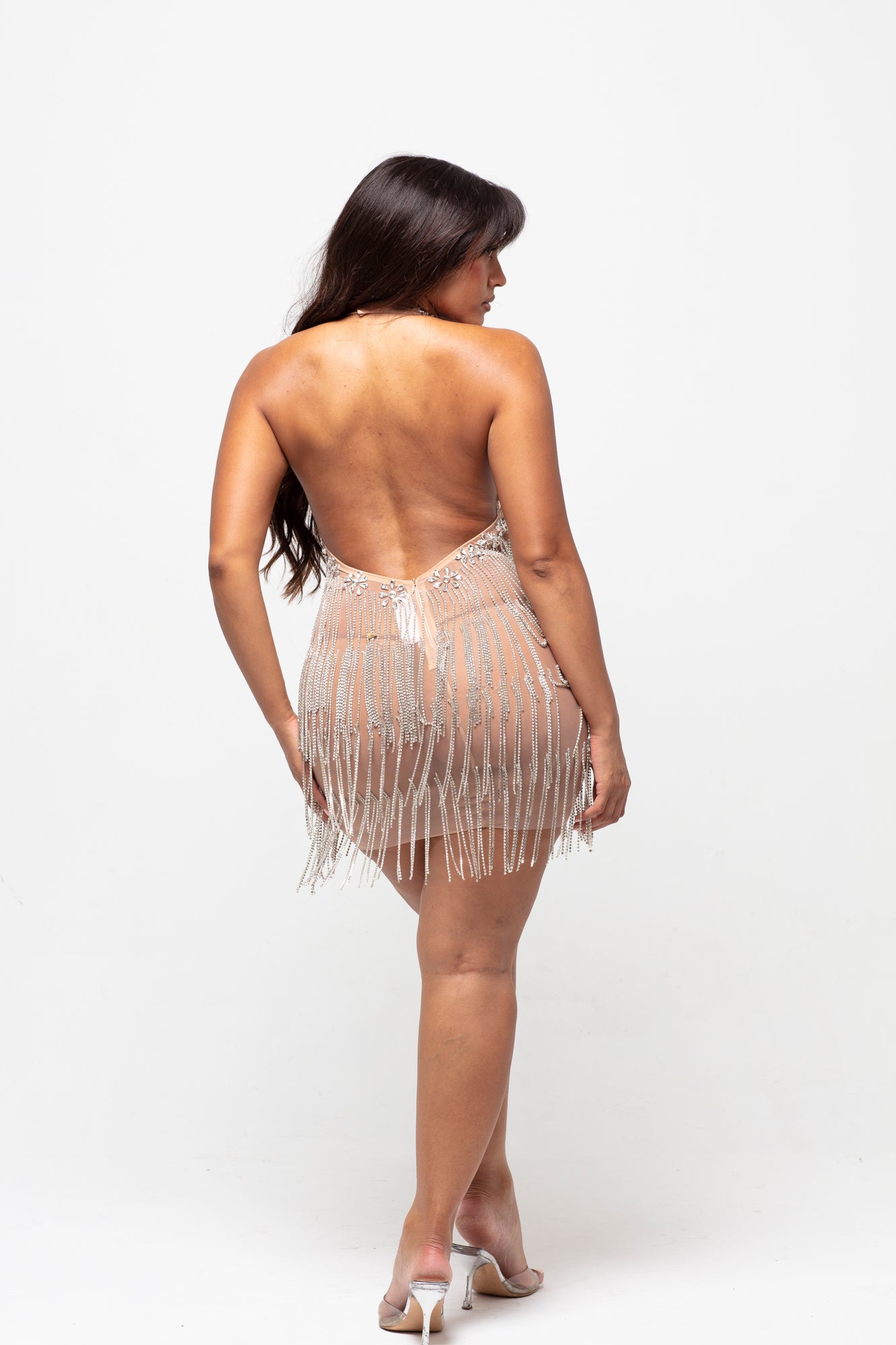Sora Silver Fringe Mini Dress