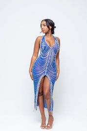 Dojah Diamond Midi Blue Dress Pre-Order