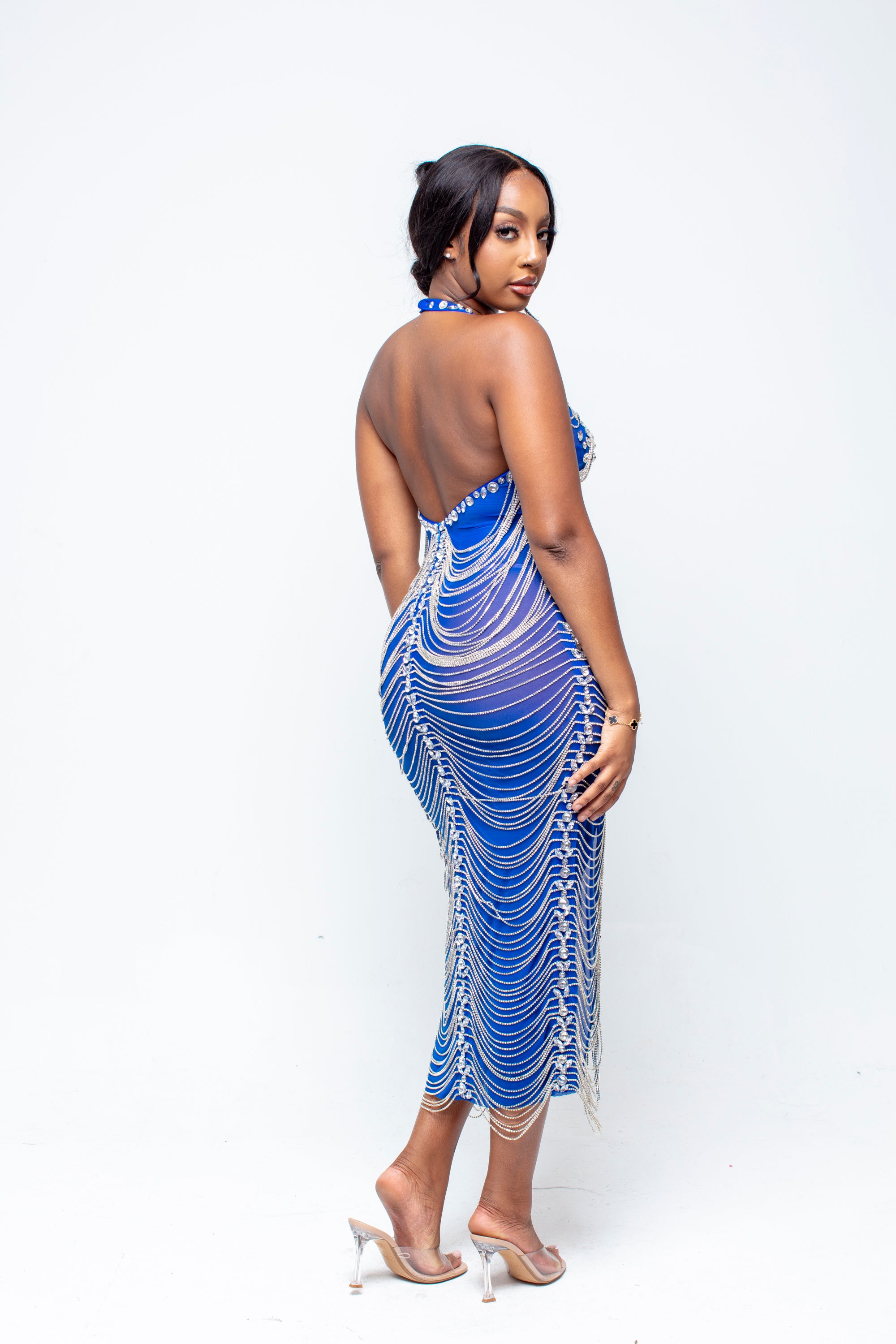 Dojah Diamond Midi Blue Dress Pre-Order