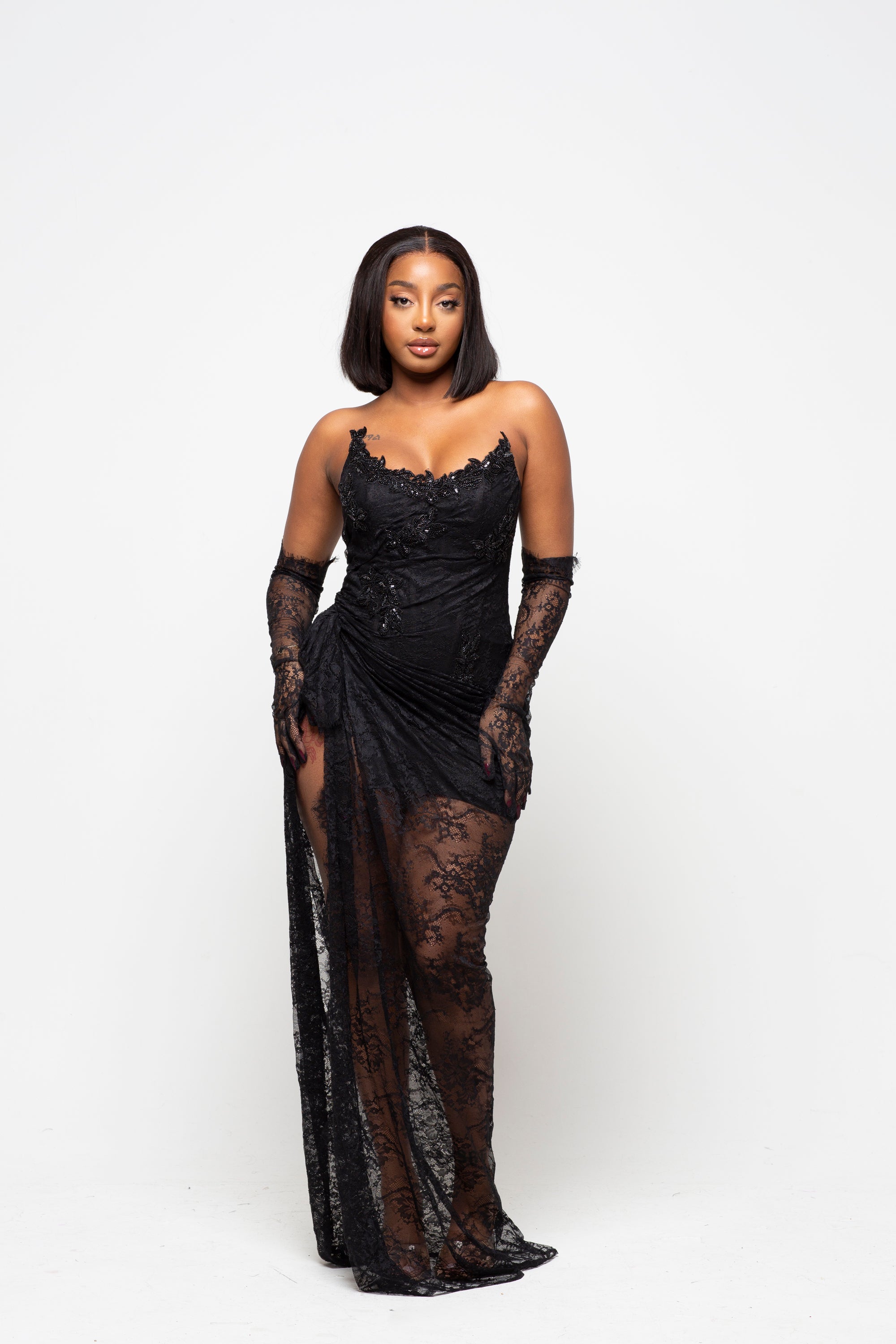 Lucy Black Maxi Dress With Gloves, M Lucy Black Maxi Dress With Gloves, M