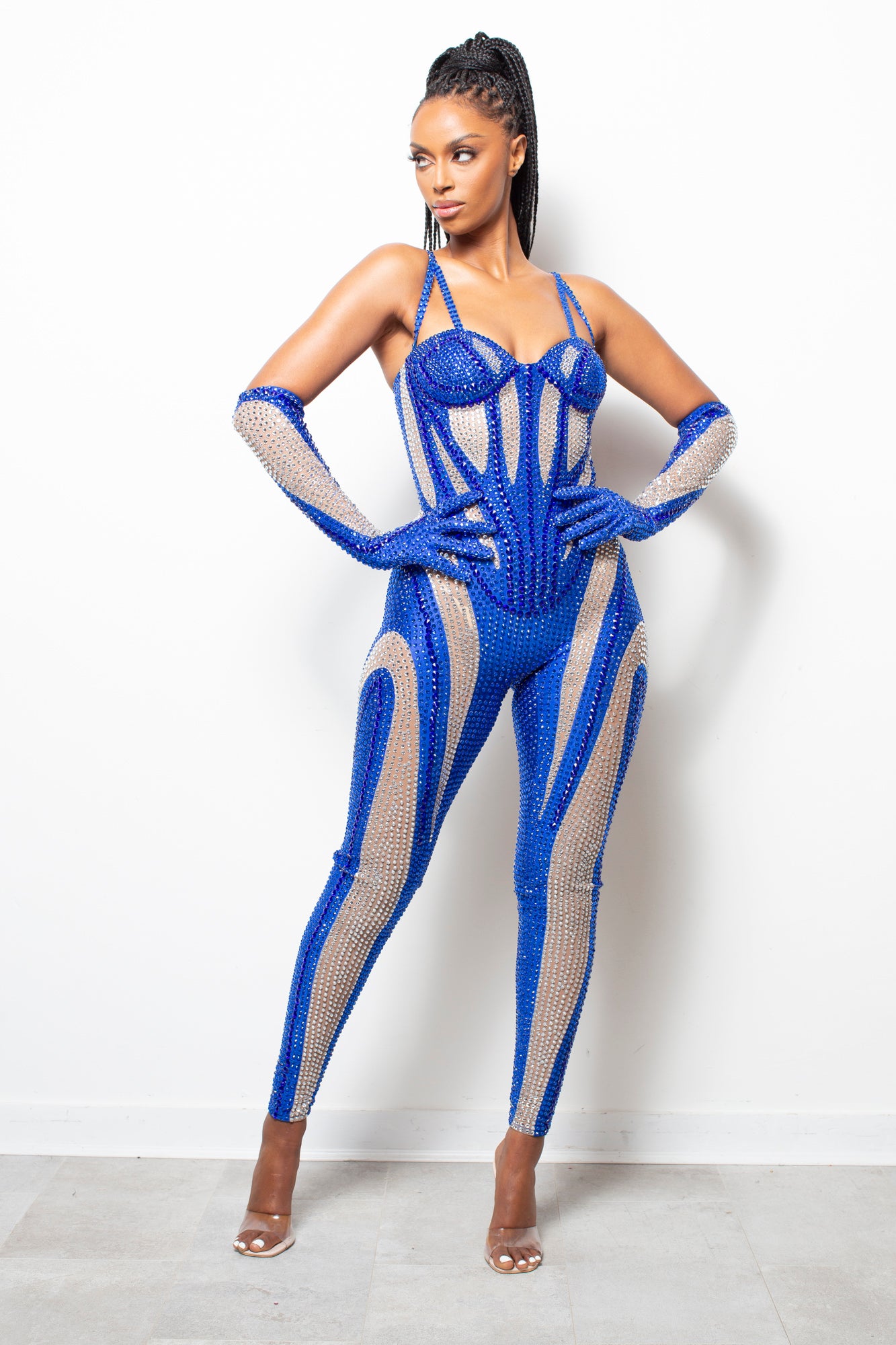 Dynamite Jumpsuit With Gloves Blue
