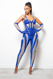 Dynamite Jumpsuit With Gloves Blue