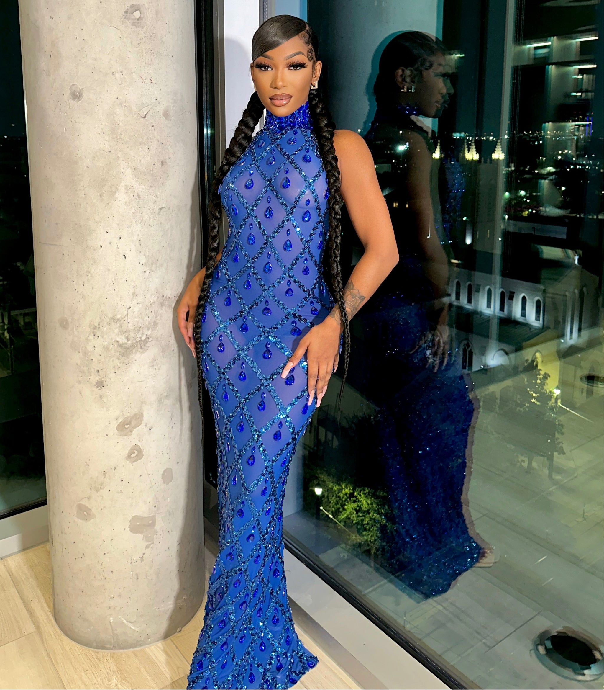 Diamond Maxi Dress Blue, M