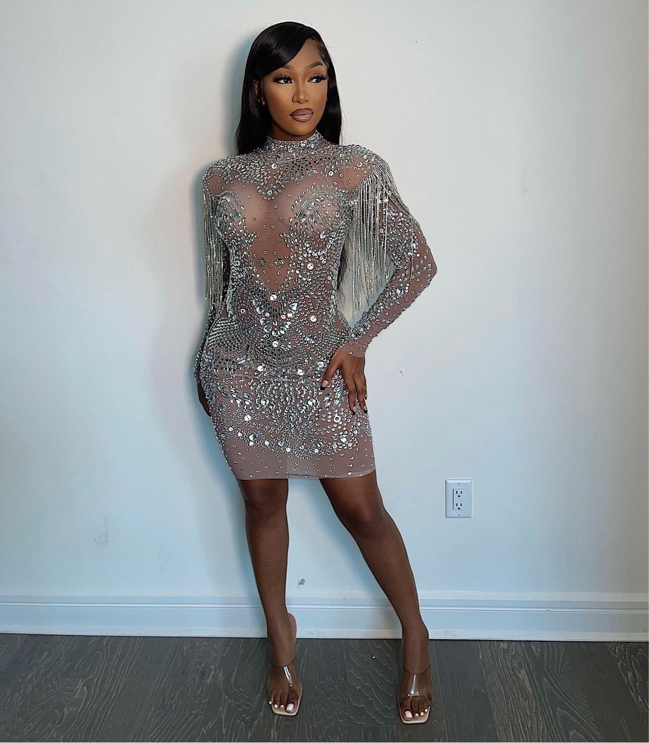 Halle Rhinestone Tassel Dress