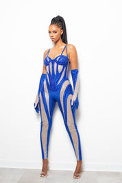 Dynamite Jumpsuit With Gloves Blue