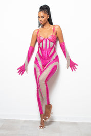 Dynamite Jumpsuit With Gloves Pink