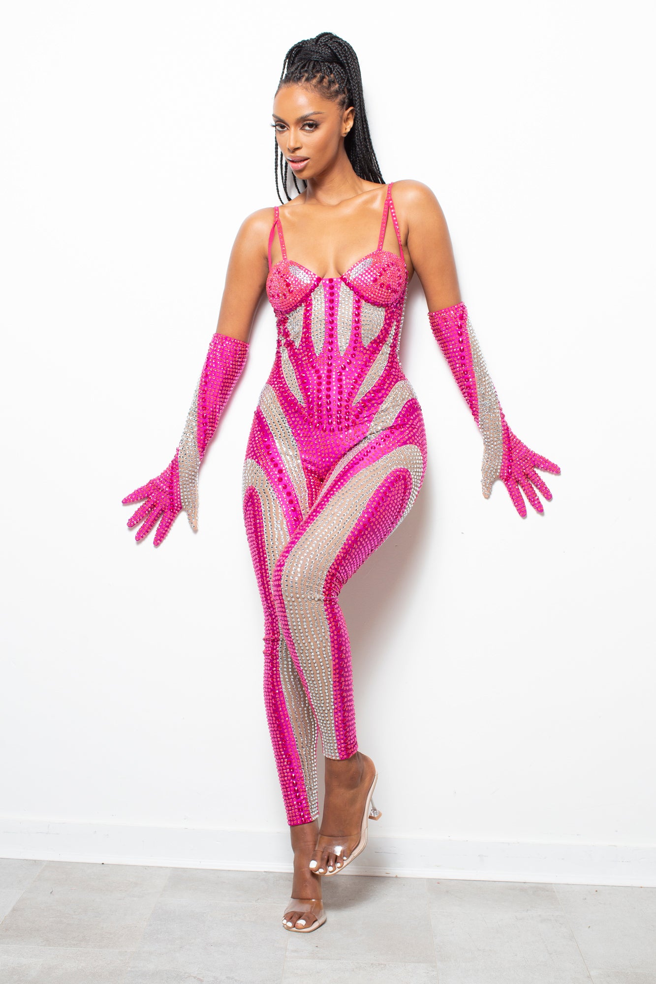 Dynamite Jumpsuit With Gloves Pink Pre-Order
